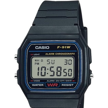 Casio F91W Series | Digital Watch | Water Resistant | LED Light | 1/100 SEC Stopwatch | Regular Time Keeping (HR, Min, SEC, PM, Date, Day) | Daily Alarm | Lightweight | 7 Year Battery