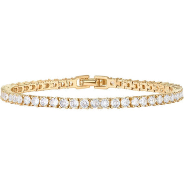 PAVOI 14K Gold Plated 3mm Cubic Zirconia Classic Tennis Bracelet | Gold Bracelets for Women | Size 6.5-7.5 Inch