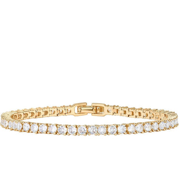 PAVOI 14K Gold Plated 3mm Cubic Zirconia Classic Tennis Bracelet | Gold Bracelets for Women | Size 6.5-7.5 Inch