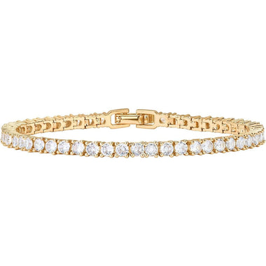 PAVOI 14K Gold Plated 3mm Cubic Zirconia Classic Tennis Bracelet | Gold Bracelets for Women | Size 6.5-7.5 Inch