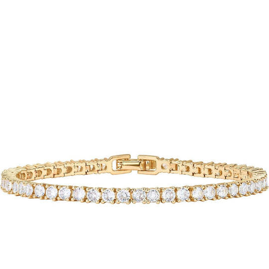 PAVOI 14K Gold Plated 3mm Cubic Zirconia Classic Tennis Bracelet | Gold Bracelets for Women | Size 6.5-7.5 Inch