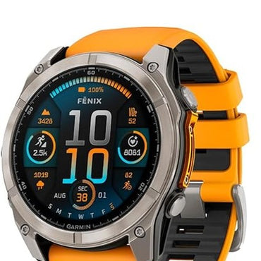 Garmin fēnix® 8 – 51 mm, AMOLED, Sapphire, Premium Multisport GPS Smartwatch, Long-Lasting Battery Life, Dive-Rated, Built-in LED Flashlight, Titanium with Spark Orange/Graphite Band