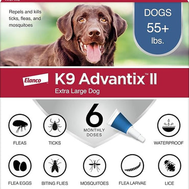 K9 Advantix II XL Dog Vet-Recommended Flea, Tick & Mosquito Treatment & Prevention | Dogs Over 55 lbs. | 6-Mo Supply
