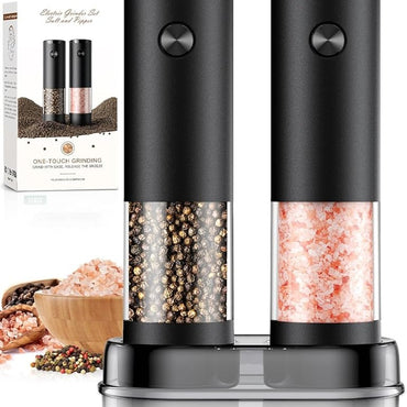 Electric Salt and Pepper Grinder Set Automatic Battery Pepper Mill Shakers Adjustable Coarseness Upgraded Larger Capacity with Led Home and Kitchen Appliances for New House Warming Gifts