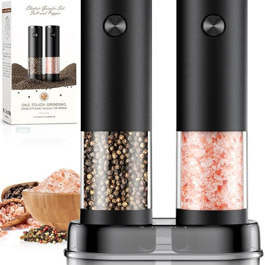 Electric Salt and Pepper Grinder Set Automatic Battery Pepper Mill Shakers Adjustable Coarseness Upgraded Larger Capacity with Led Home and Kitchen Appliances for New House Warming Gifts