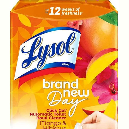Lysol Click Gel Automatic Toilet Bowl Cleaner, Toilet Gel Stamp, Toilet Freshener, Bathroom Essentials, Refreshing Mango & Hibiscus Scent, 6 Count (Pack of 1)