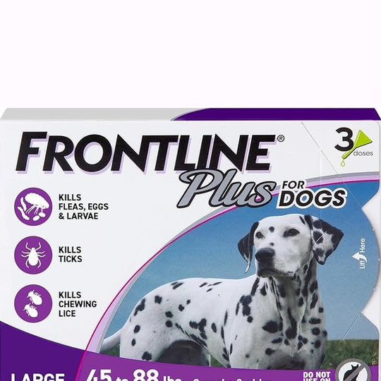 FRONTLINE Plus Flea and Tick Treatment for Large Dogs Up to 45 to 88 lbs. 3 Treatments