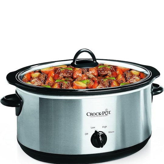 Crock-Pot 7 Quart Oval Manual Slow Cooker, Stainless Steel (SCV700-S-BR), Versatile Cookware for Large Families or Entertaining