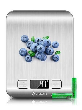 Etekcity Food Kitchen Scale, Digital Grams and Ounces for Weight Loss, Baking, Cooking, Keto and Meal Prep, LCD Display, Medium, 304 Stainless Steel